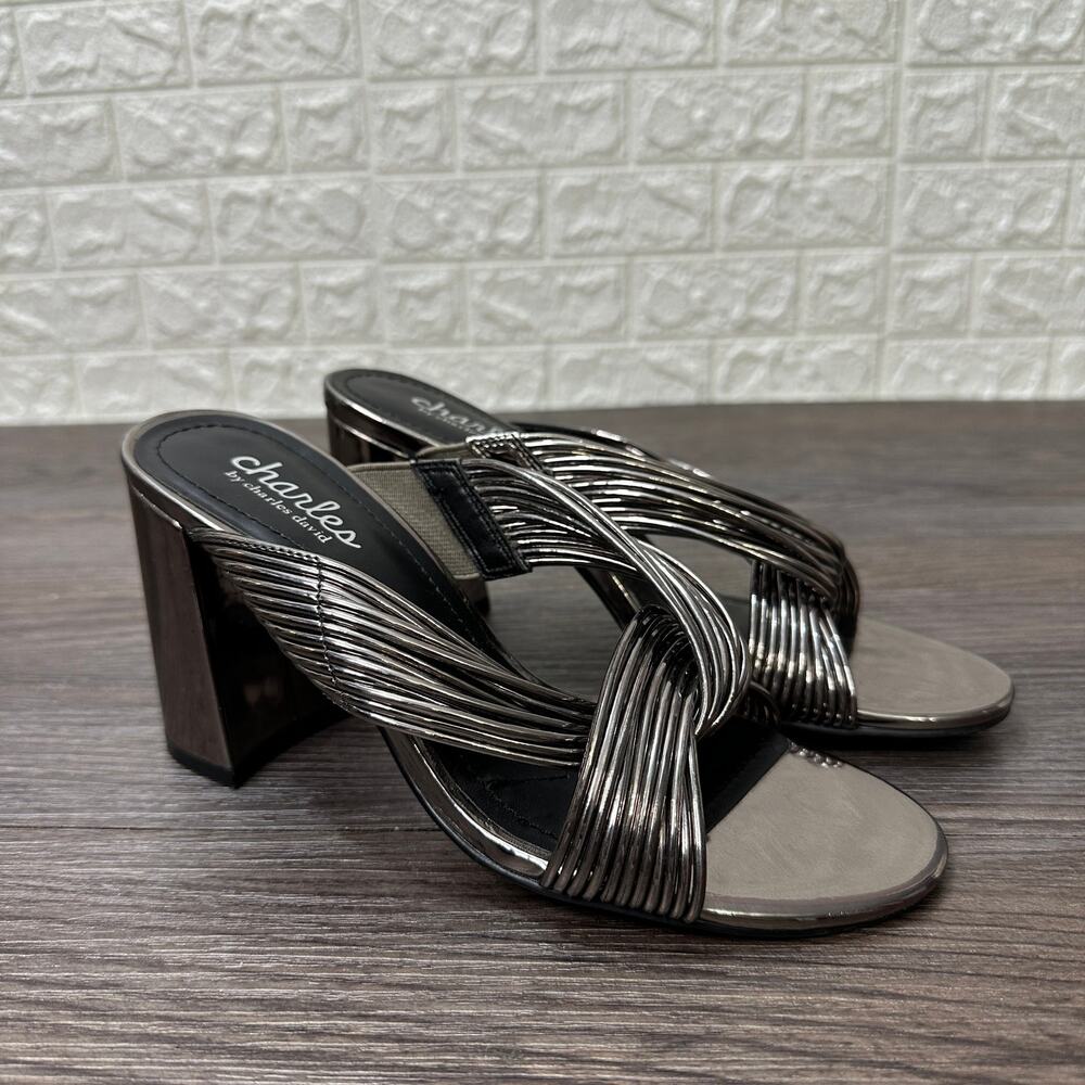 Charles by Charles David 'Razzle' Chunky Heel Slide Sandal Womens 6.5M Metallic